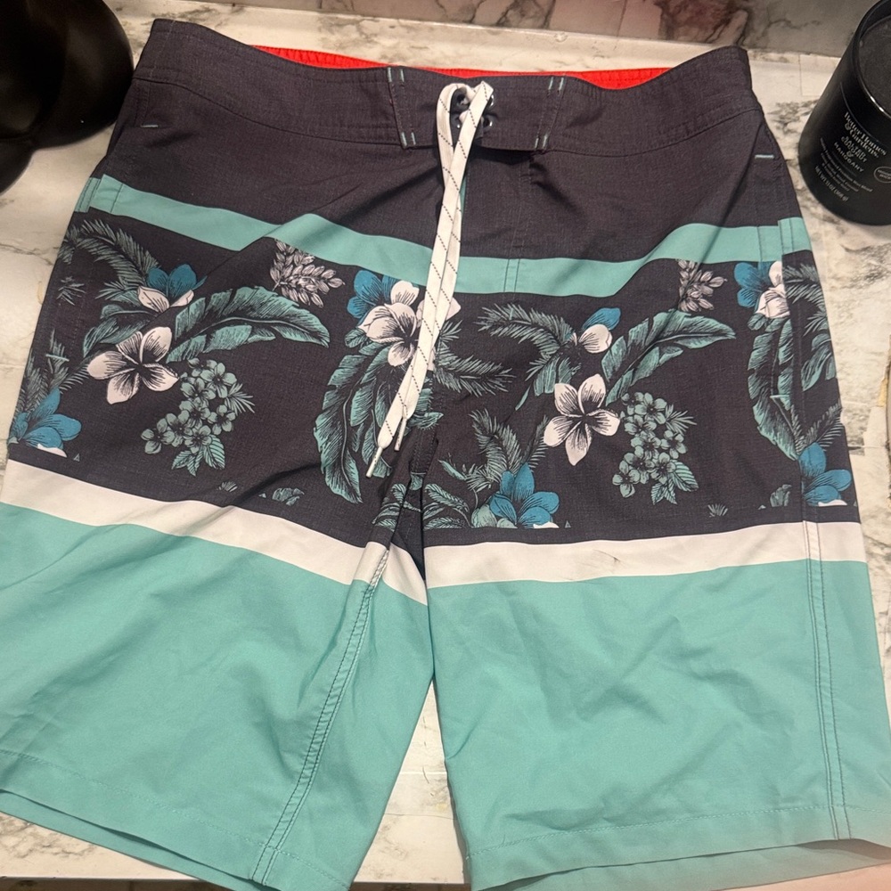 Goodfellow & Co Teal and Black Floral Swim Shorts